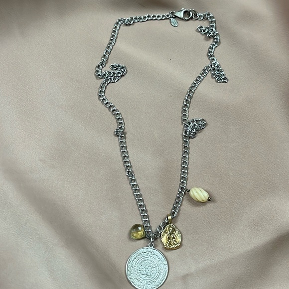 14k Gold Asymmetrical Charm Necklace - Pavé Cross – Maya Brenner Maya Brenner Charm Necklace